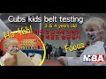 미국 3세 4세 태권도 수련생 승급십사 예의, 집중, 자신감, 참을성 집중교육 MBA Cubs Kids belt testing