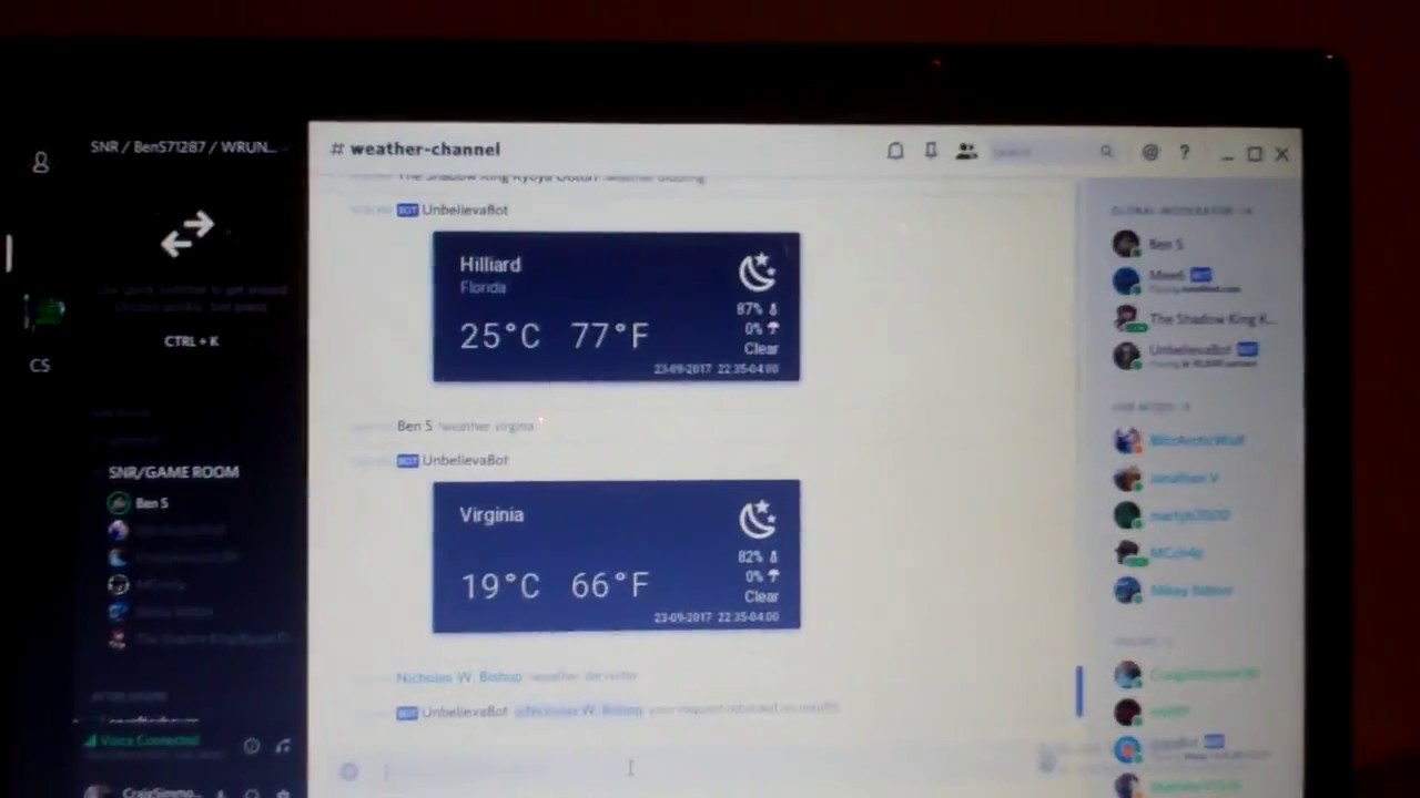 Random Video: Messing with the Weather-Bot on Discord (w/some dirty ...