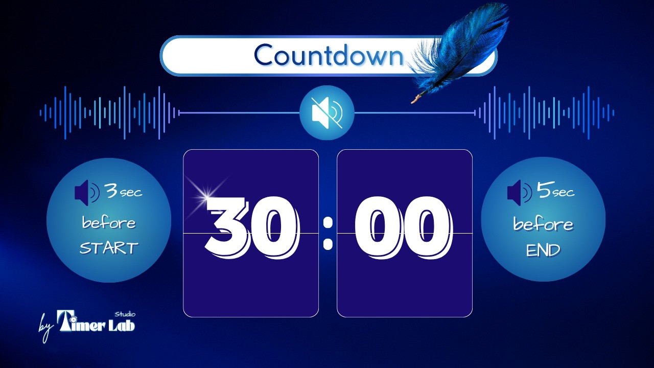 30 Minute Countdown | 🔵 Deep Blue Timer | Beep at Start & End - YouTube