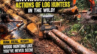 Incredible!! Log Hunters In Action! Rare Logging Skills the World Hardly Ever Sees