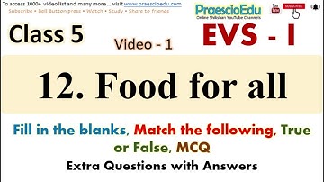 Class 5 EVS-1 Food for All Extra Questions Video-1 State Board PraescioEdu