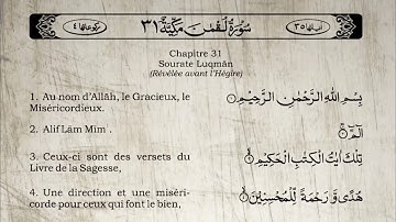 Le Saint Coran Sourate Luqman Yasser Al Dossari (Arabe Français)- سورة لقمان