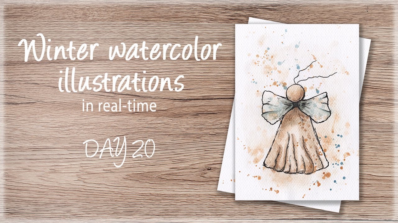 癒しの絵　水彩画　エンジェル DAY 20 - Angel Illustration With Ink and Watercolors! - YouTube
