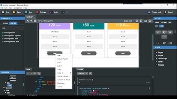 Pricing tables in Bootstrap Studio