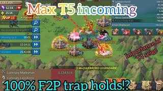 Max T5 rally vs 100% F2P Trap| KvK action | Lords Mobile