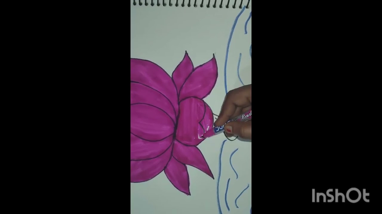 Creative beautiful Lotus flower using the bruesh sketch pen 🖌️🖌️🖌️🖌️