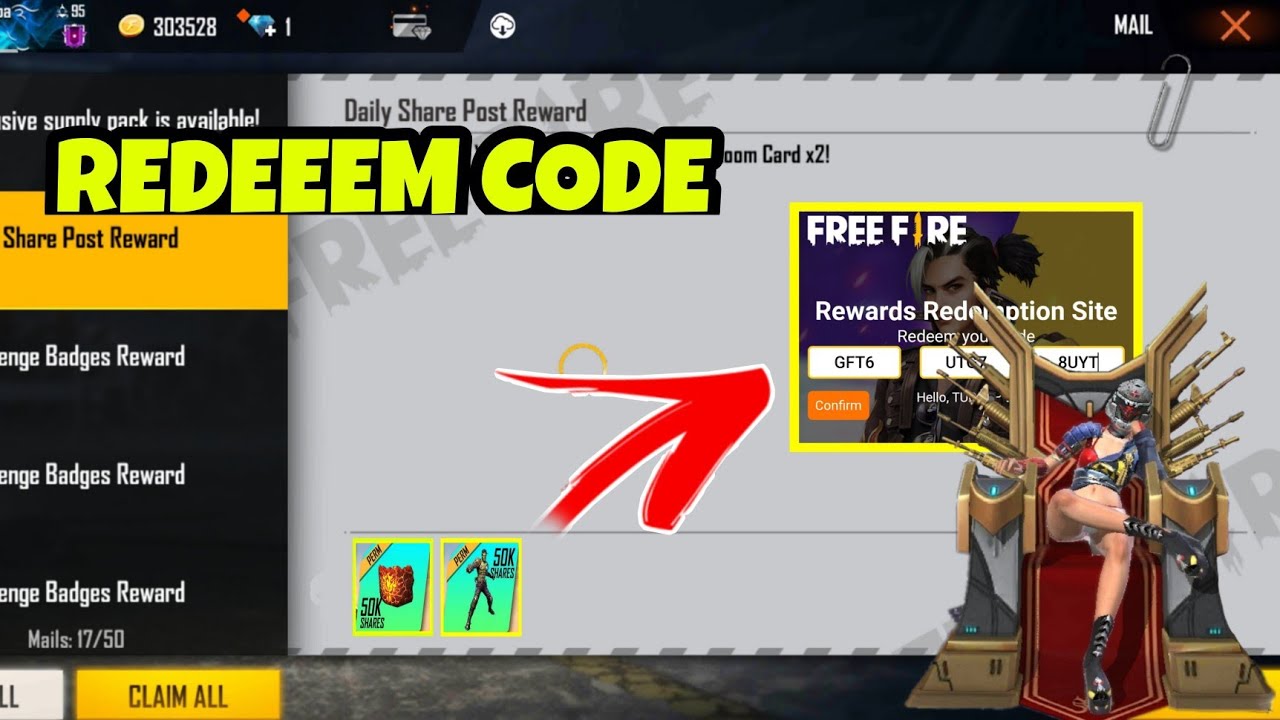 Today Redeem Code In Free Fire 🔥