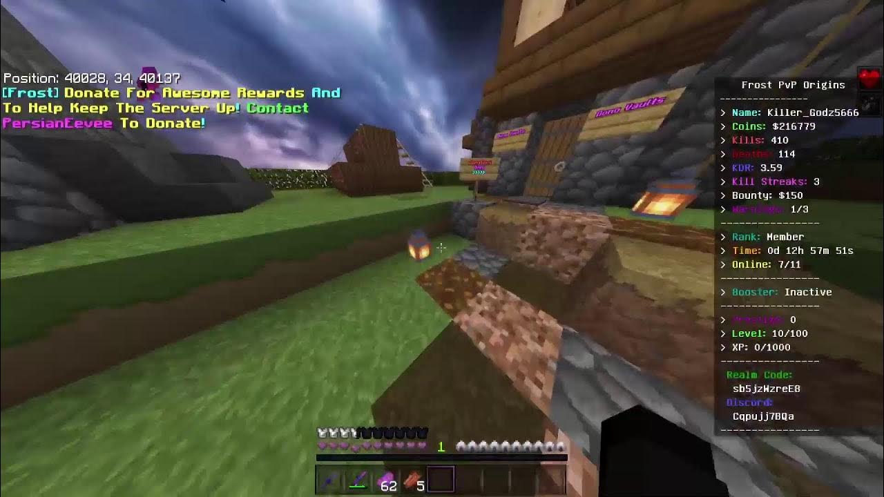 FrostPvP Origins Bedrock Edition Minecraft Realm Code On Sidebar YouTube