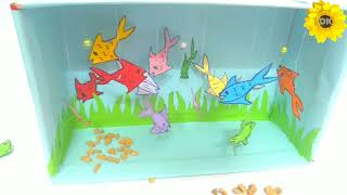 How To Make Fish Aquarium || Paper aquarium craft || Using Box