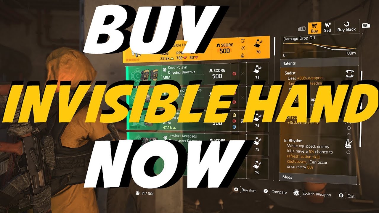 BUY INVISIBLE HAND NOW The Division 2 Thieves Den Vendor Reset