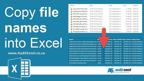Copy filenames into Excel