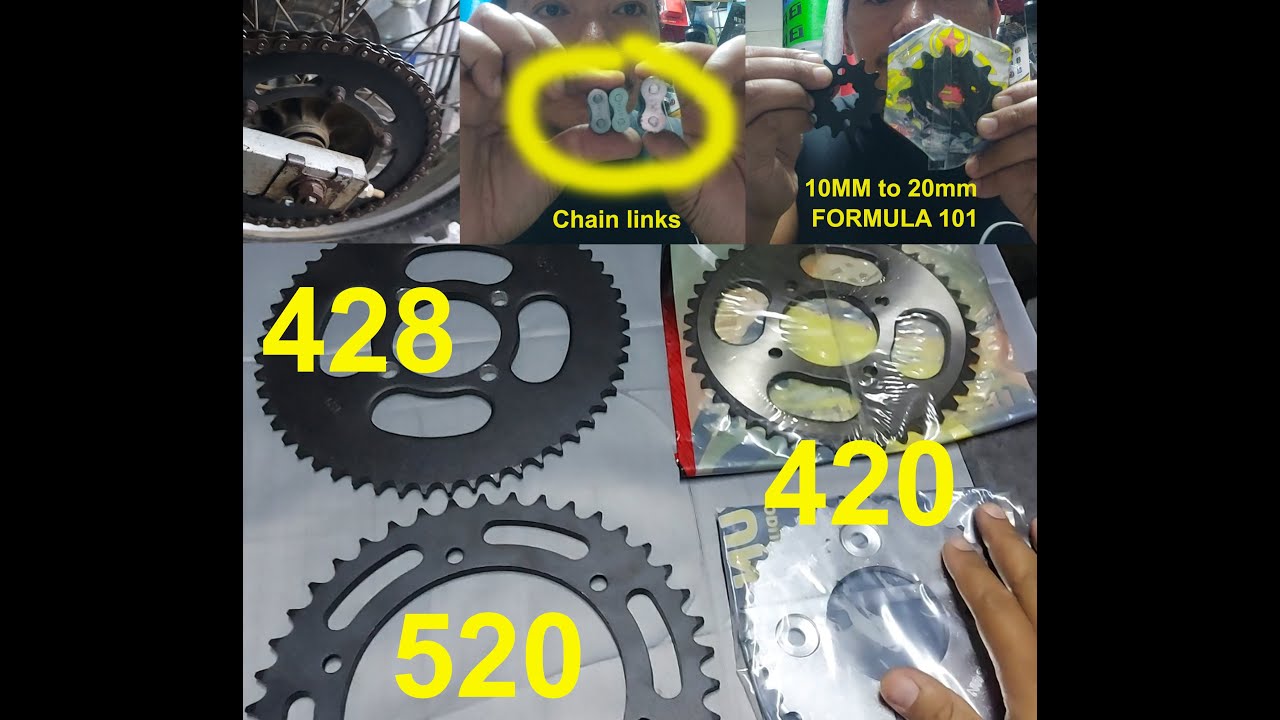 Sprocket Chain Size Comparison 420 428 520 Explained English Tagalog 