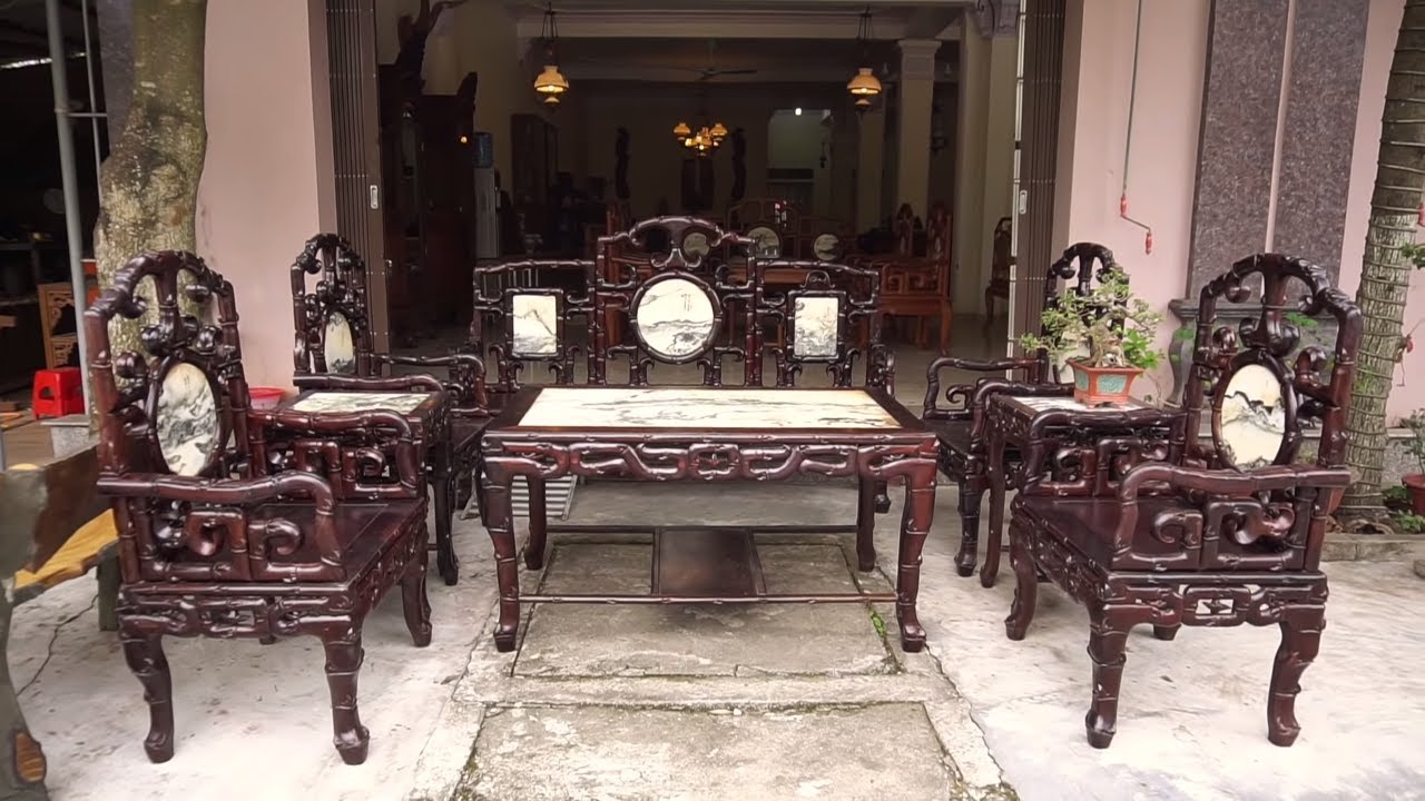 Bộ Ghế Móc Trúc Gỗ Trắc 8 Món Cực Khủng (hàng sưu tầm) | Đồ Gỗ Đỗ Tĩnh - YouTube