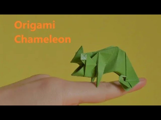 An easy Origami Chameleon from the fish base - YouTube