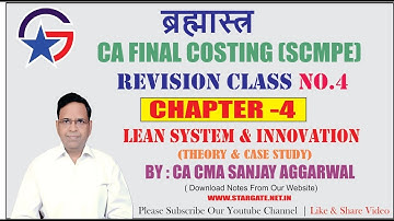 Chapter No.4 | Cost Management Technique | Fast Revision Class No.4 by CA Sanjay Aggarwal Sir