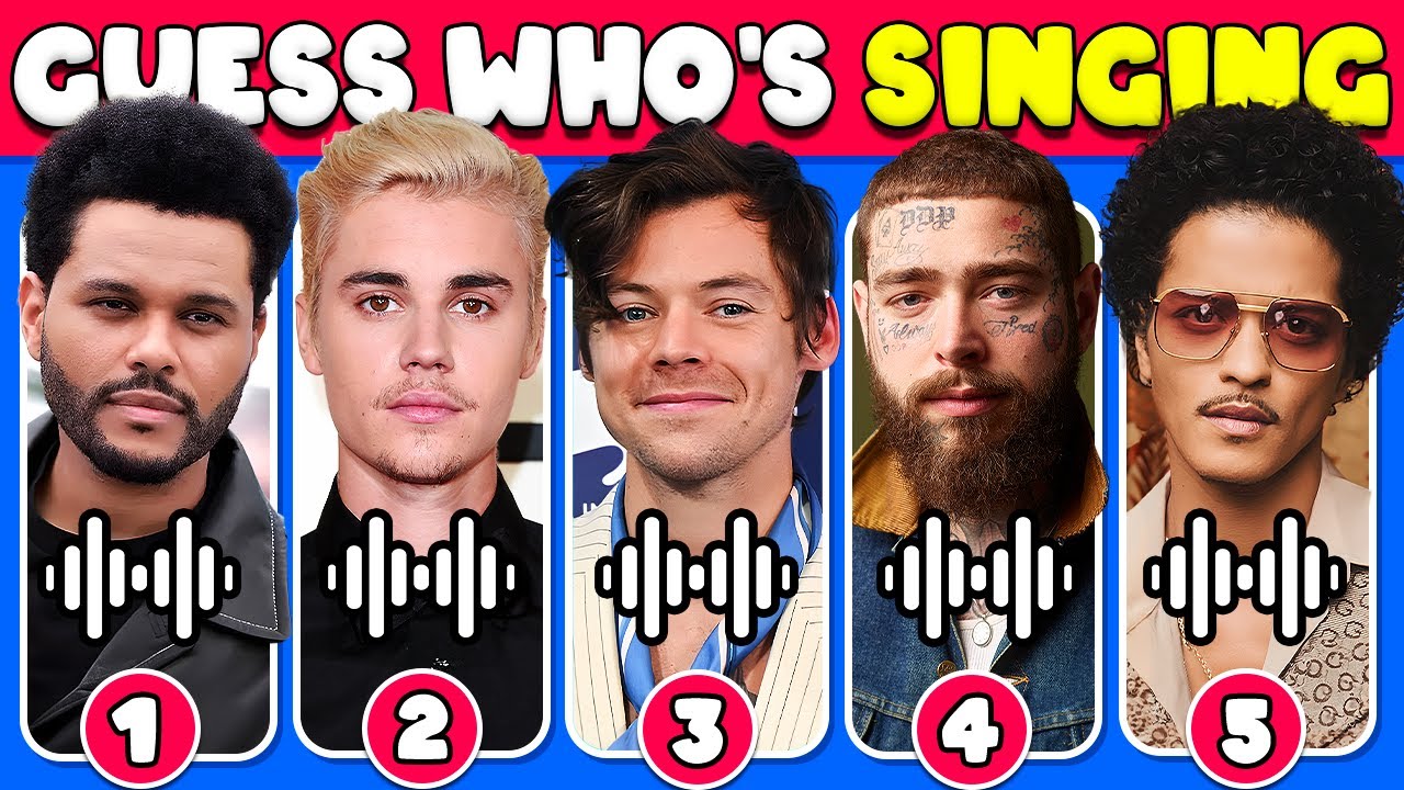 Guess WHO'S SINGING 🎤🎵 | Male Celebrity Edition | Justin Bieber, Post Malone, The Weeknd, Bruno Mars