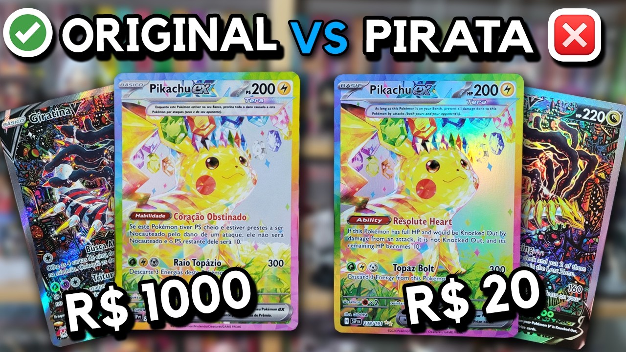 Comprei CARTAS PIRATA de Pokémon... Vale a pena? Comparação com Original