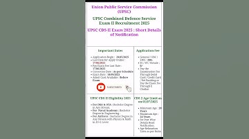 UPSC CDS II Recruitment 2025 | UPSC CDS-II notification |#upsc #reels