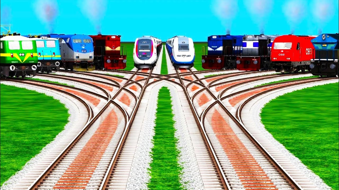 🚩Every Trains Railroad Run On Diamond Tracks Junction ll Train Video ll ...