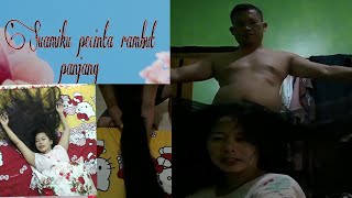 SUAMI MAIN RAMBUT DI ATAS KASUR.Suami sayang aku apa sayang sabut sih?.🙄