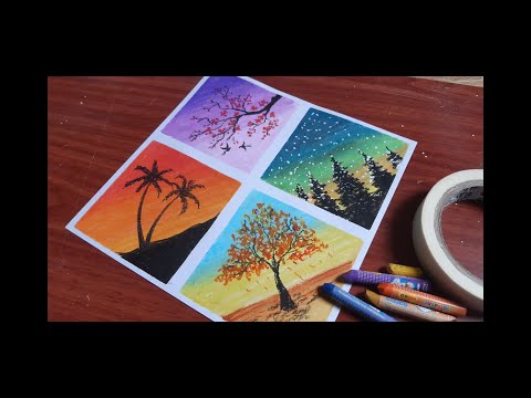 Video Dùng màu sáp dầu Doreamon vẽ tranh bốn mùa. - YouTube