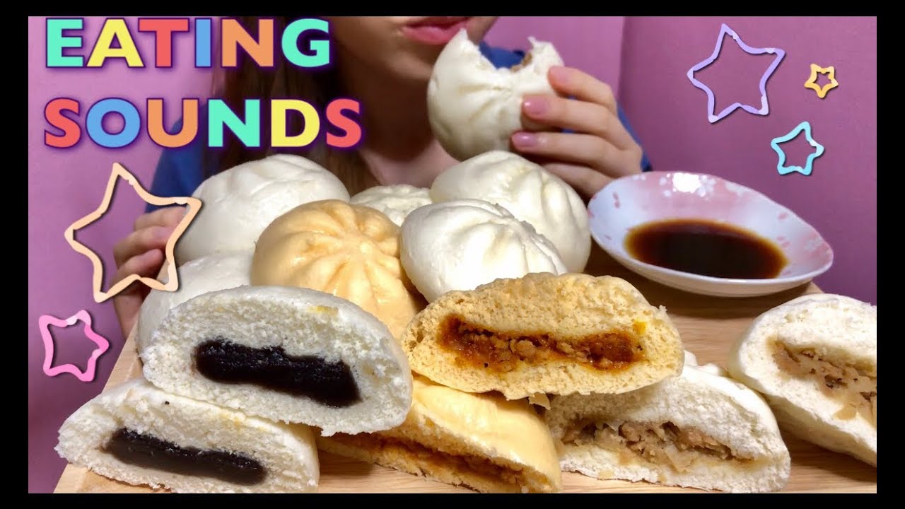 【EATING SOUNDS】肉まんピザまんあんまん!!Steamed bun with meat//pizza paste//sweet red bean paste!!