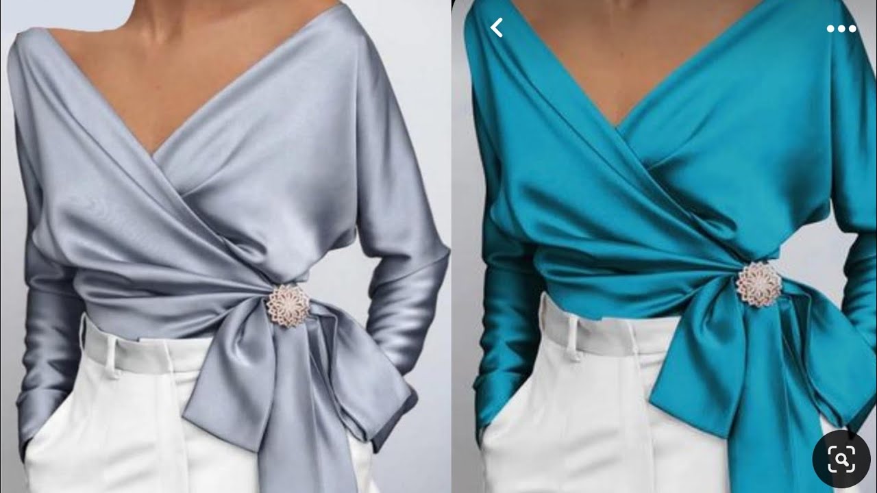 DIY V neck Cowl sleeve Wrap Top. Cutting and stitching.