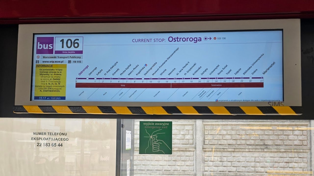 Warszawa linia 106 kier. Mariensztat Solaris Urbino 12 IV Electric 