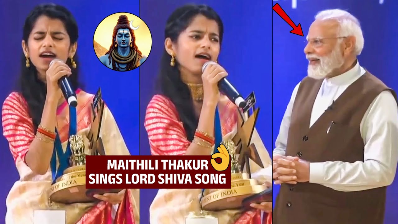 Bihar Youngest MLA Maithili Thakur Sings Lord Shiva Song Infront Of PM Modi | Bharathi TV Daily