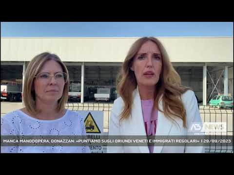 MANCA MANODOPERA, DONAZZAN: «PUNTIAMO SUGLI ORIUNDI VENETI E IMMIGRATI REGOLARI»  | 29/09/2023