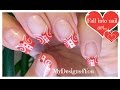 Quick Abstract French ♥ Red &amp; White Nail Art