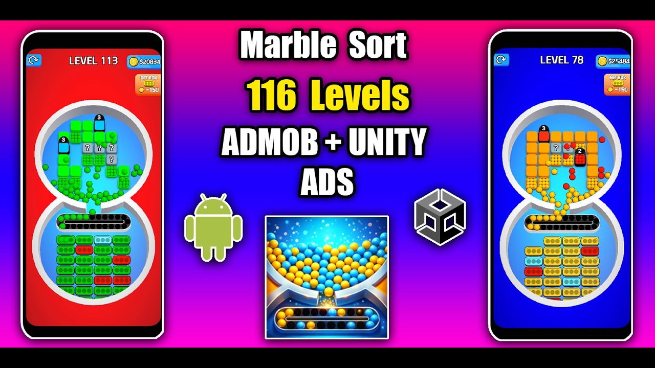 Marble Sort Balls Puzzle 3D Game Unity Source Code with Admob and Unity ...