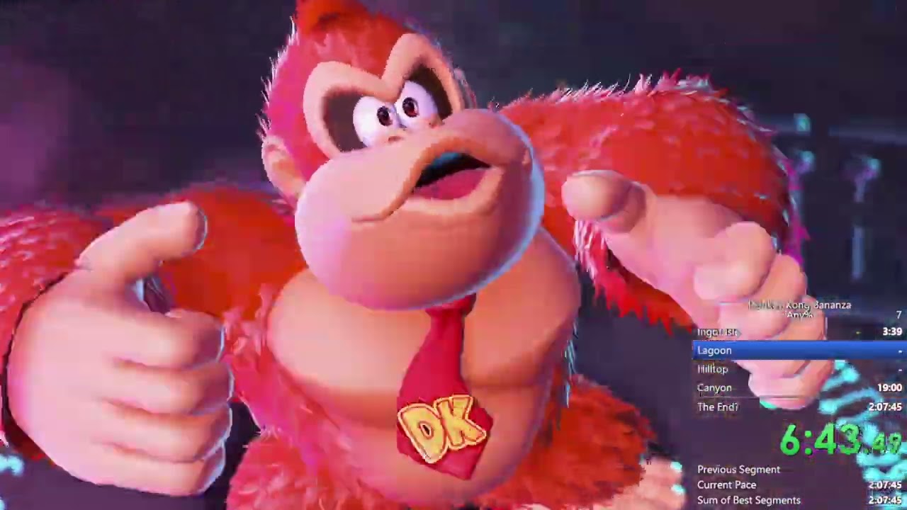 Donkey Kong Bananza Any% sub 2 hours