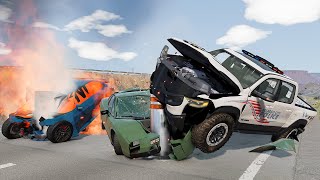 Cars vs Hacked Bollards #1 - BeamNG Drive