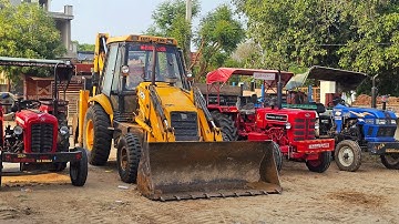 JCB 3dx Eco backhoe Machine Mahindra New Swaraj Eicher Tractor Over Loading Mud in Trolley | Tractor