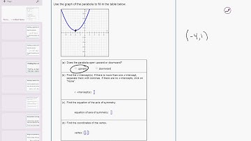 15 02 Finding the vertex, x-intercepts, and axis of symmetry from the graph of a parabola