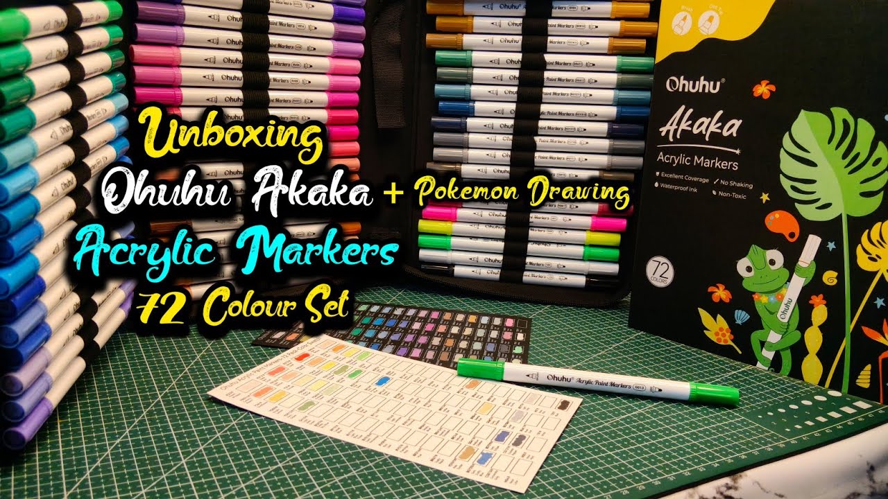 Unboxing the NEW Ohuhu Akaka Acrylic Markers—72 Colour Set | Pokémon Drawing With Acrylic Markers 