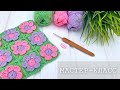 Вяжем цветочный мотив крючком, узор для пледа. How to crochet a motif for blanket.