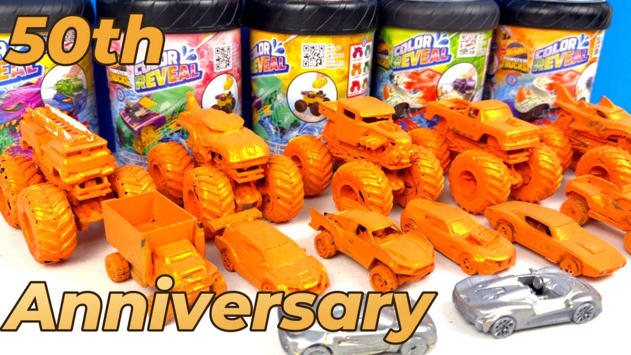 Hot Wheel Monster Truck Color Reveal 50th Anniversary  BIG FOOT + Mystery Super Cars???