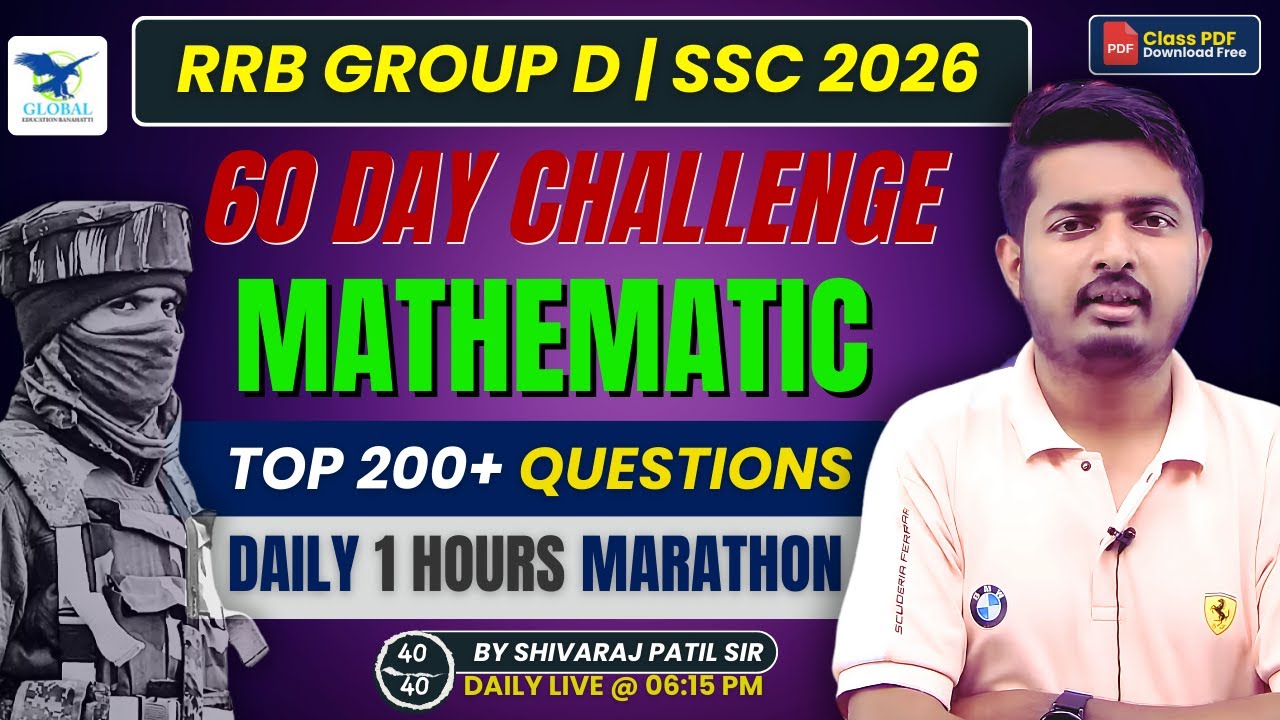 RRB GROUP D MATHS PREVIOUS YEAR QUESTION PAPER IN KANNADA | BY PATIL SIR | RRB RAILWAY GROUP D