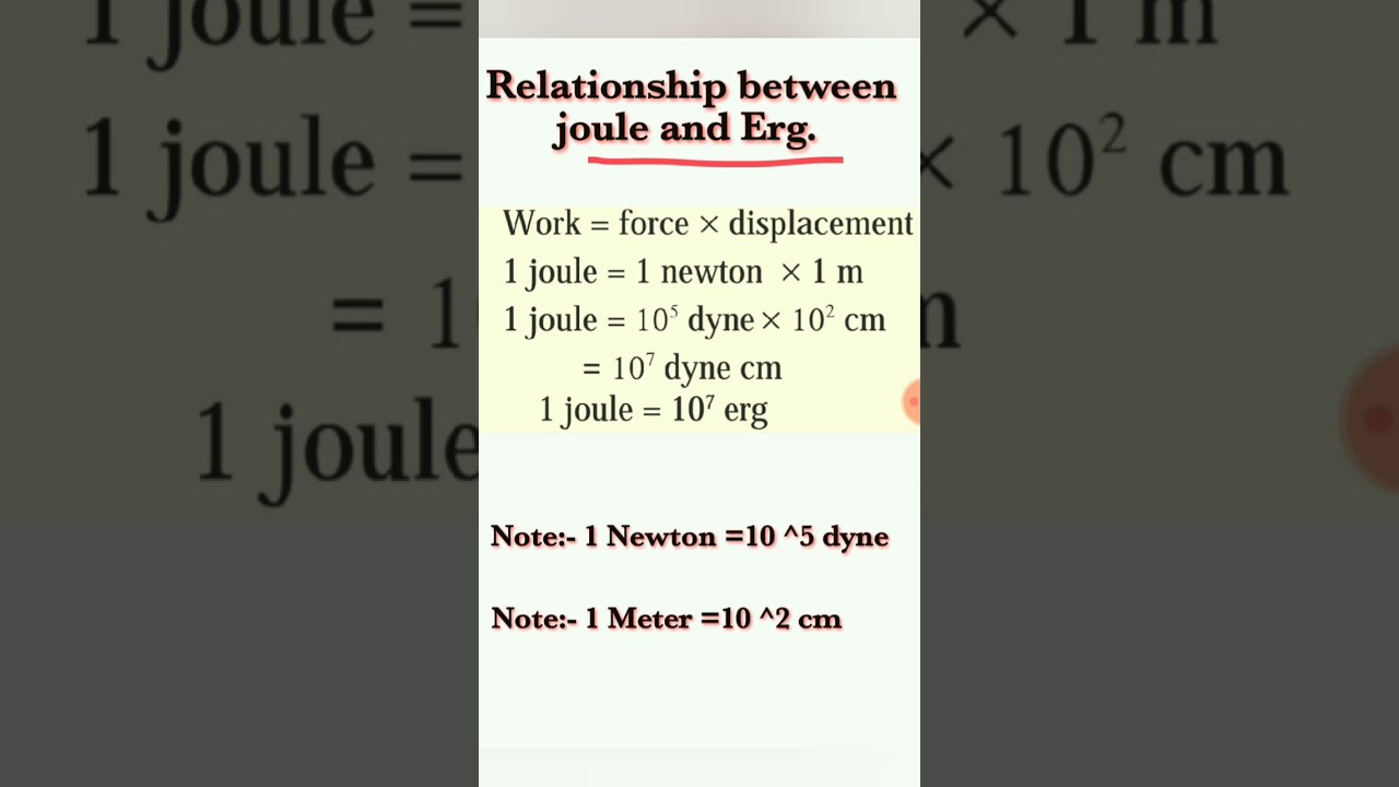 What is the relation between Joule and erg?