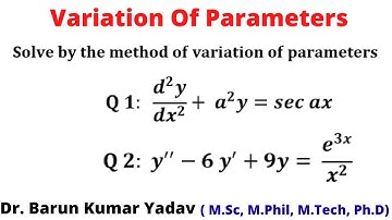Method of Variation of parameters|Ordinary differential equations of higher order | part 12 |