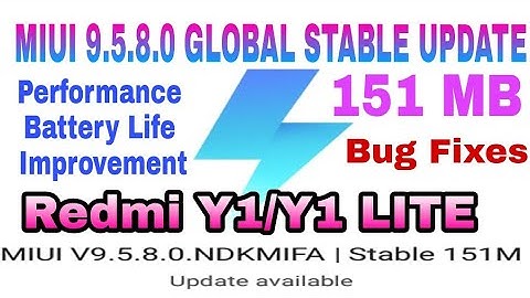 Redmi Y1 and Y1 lite MIUI 9.5.8.0 Global Stable update for Redmi Y1, Y1 Lite