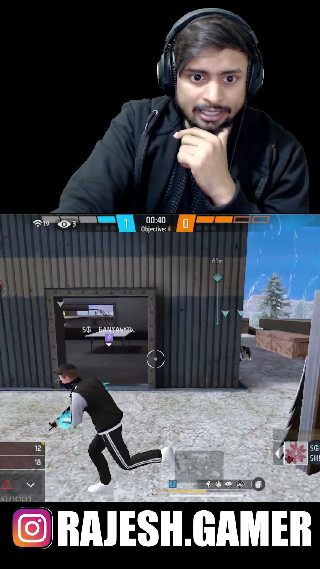 1VS4 With SG GANYA ? Can you beat this? ? Teammates OP Reaction ? Impossible Clutch ? #shorts