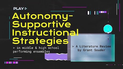 Autonomy Supportive Instructional Strategies in Performing Ensembles: A  Literature Review