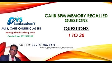 CAIIB: BFM RECALLED QUESTIONS - Part 01