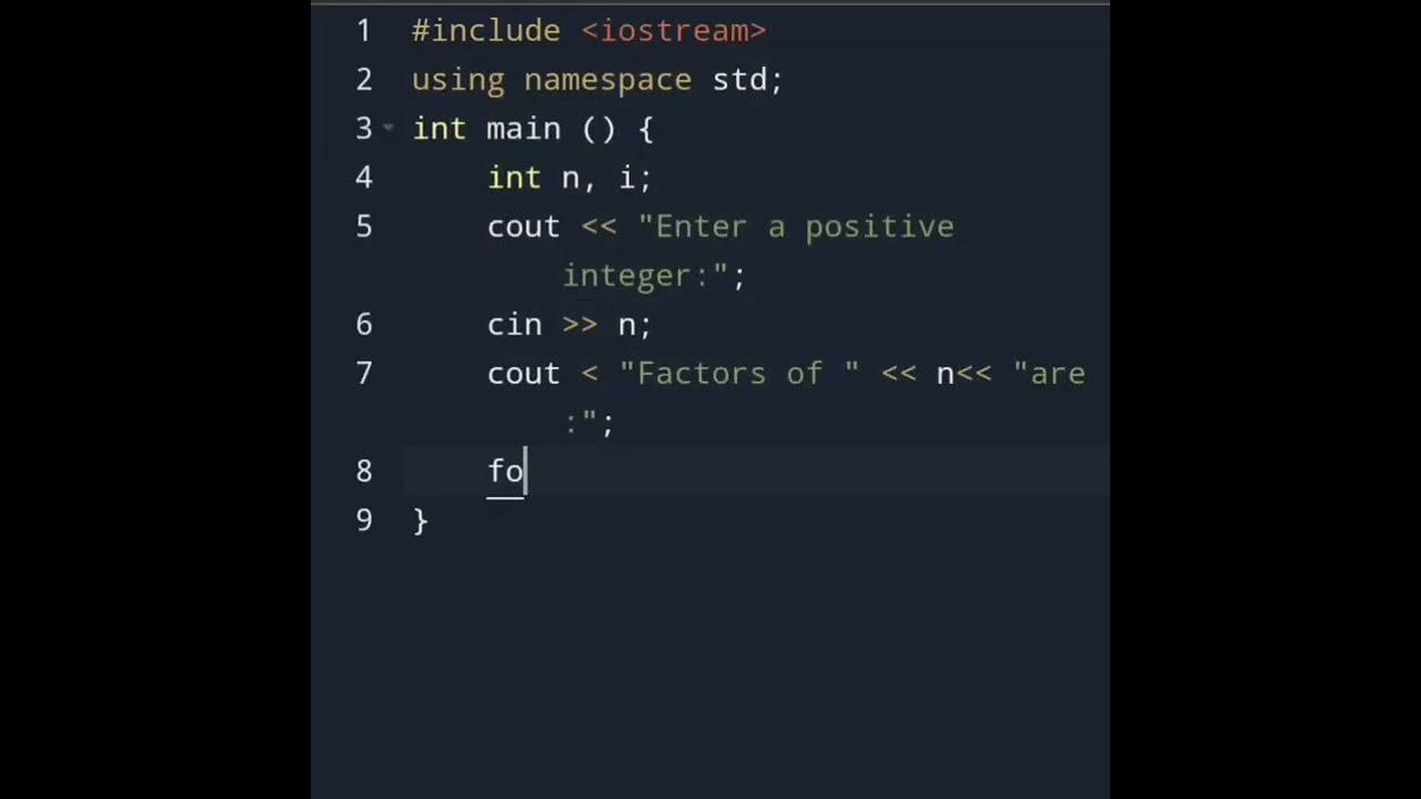 C++ Program to Display Factors of a Number ⚡ #education #fun #shorts ...