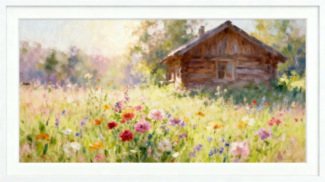 Impressionist Framed White Matted TV Art with Relaxing Music | Elegant Frame TV Screensaver