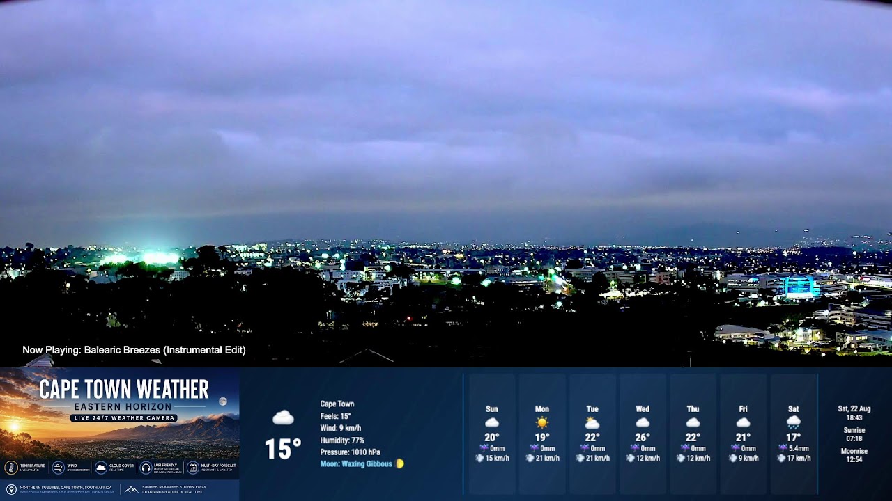 Live camera view of Table Mountain in Cape Town, South Africa