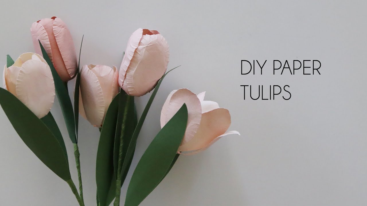 DIY How to make paper tulip (cardstock papercrafts, easy 종이꽃) YouTube